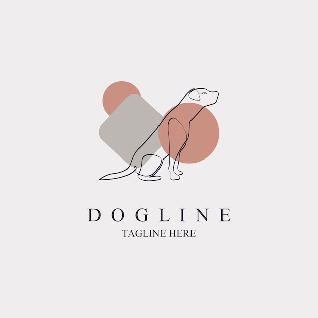 Hond lijnstijl logo sjabloonontwerp voor merk of bedrijf en andere