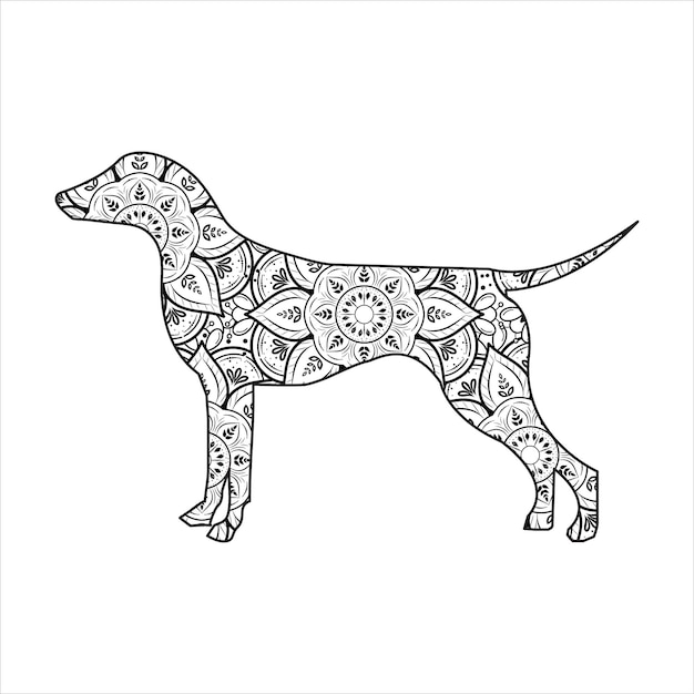 Hond Mandala Kleurplaat Vectorillustratie