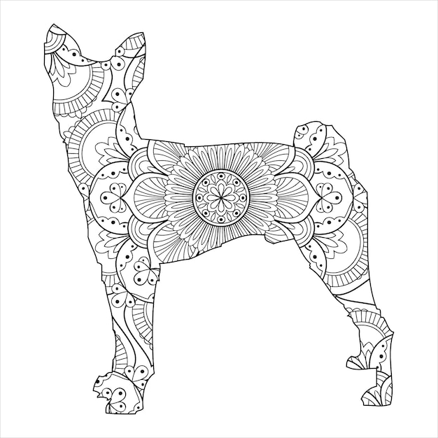 Vector hond mandala kleurplaat vectorillustratie