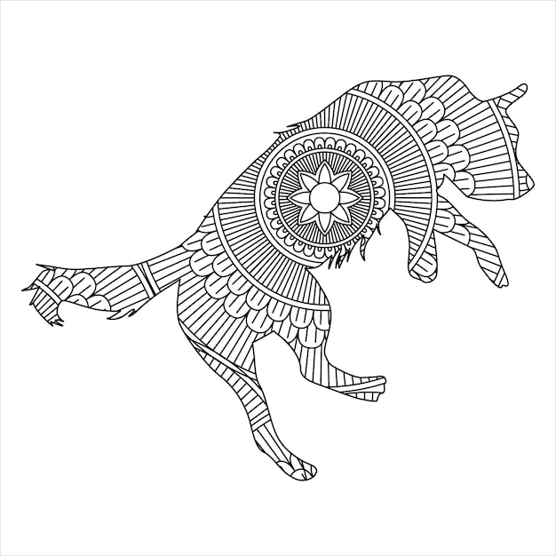 Hond Mandala Kleurplaat Vectorillustratie