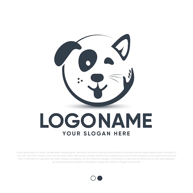 Hond met kat logo ontwerp premium vector