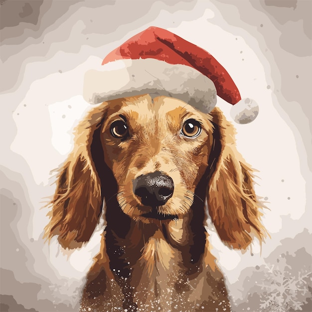 hond met kerstmuts illustratie dierlijke natuur concept