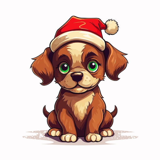 hond met kerstmuts illustratie dierlijke natuur concept