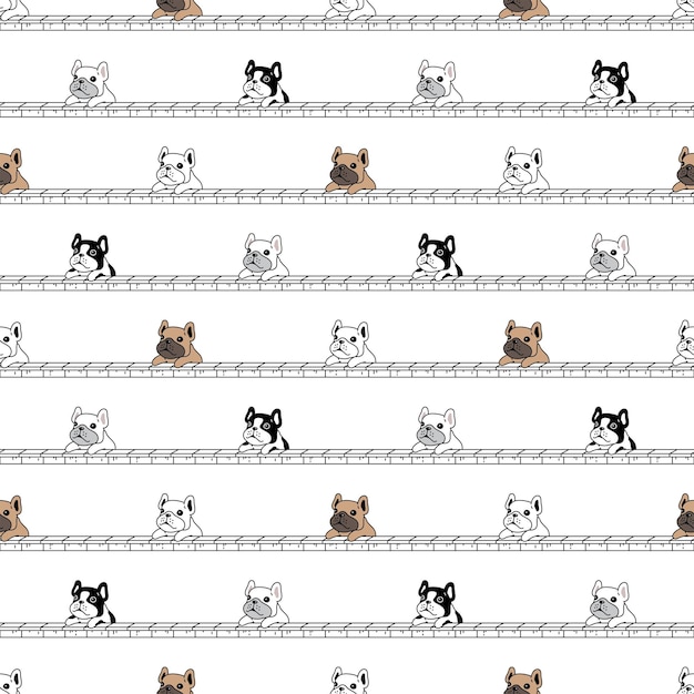 Vector hond naadloze patroon franse bulldog puppy illustratie