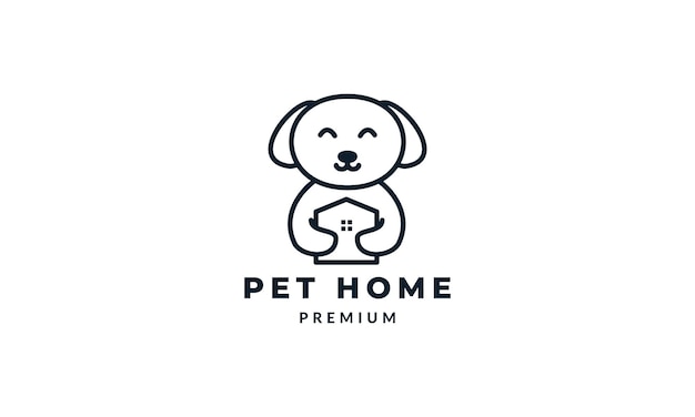 Hond of huisdier met huis of huis schattig cartoon logo vector pictogram illustratie ontwerp
