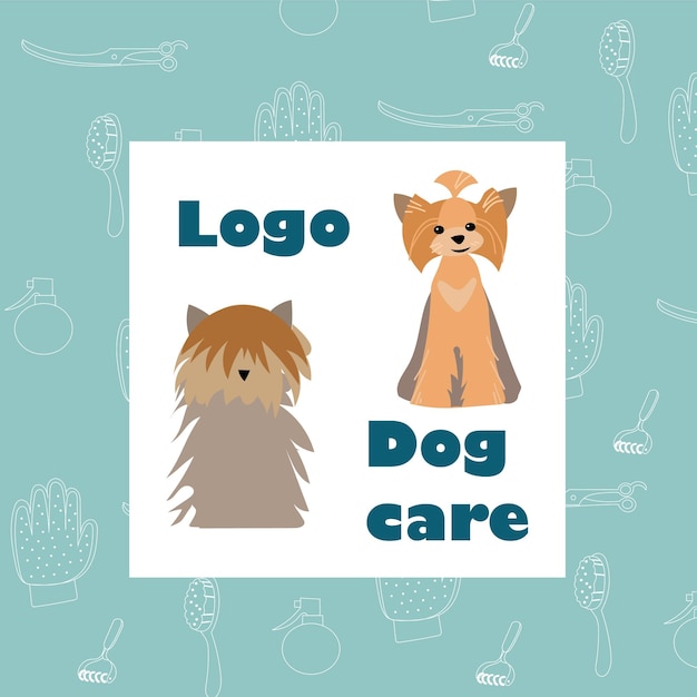 Hond of huisdier verzorgen en wassen logo ontwerpsjabloon Pet Care salon teken Vector illustratie