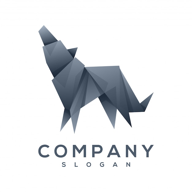 Hond origami stijl logo vector