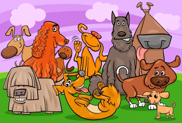 Hond tekens groep cartoon afbeelding