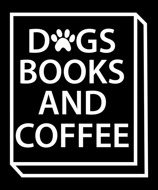 Honden, boeken en koffie typografie T-shirtontwerp