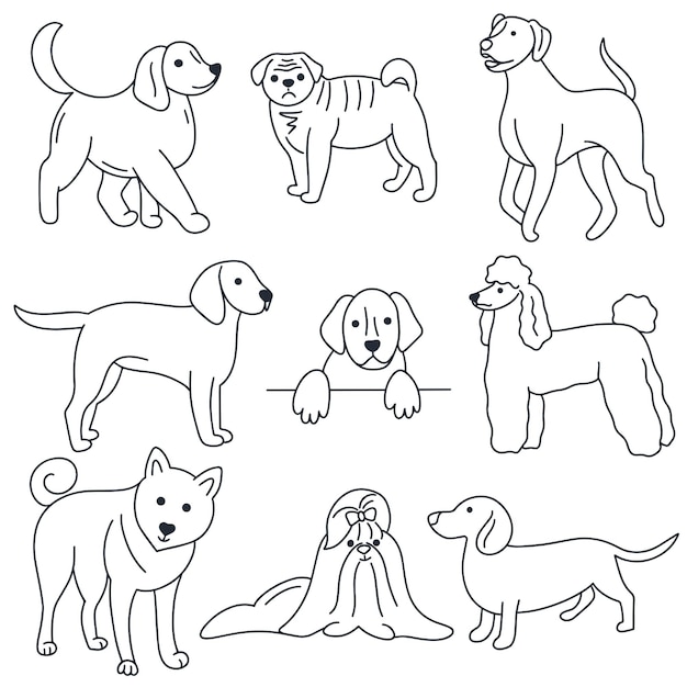 Honden doodle set vectorillustratie