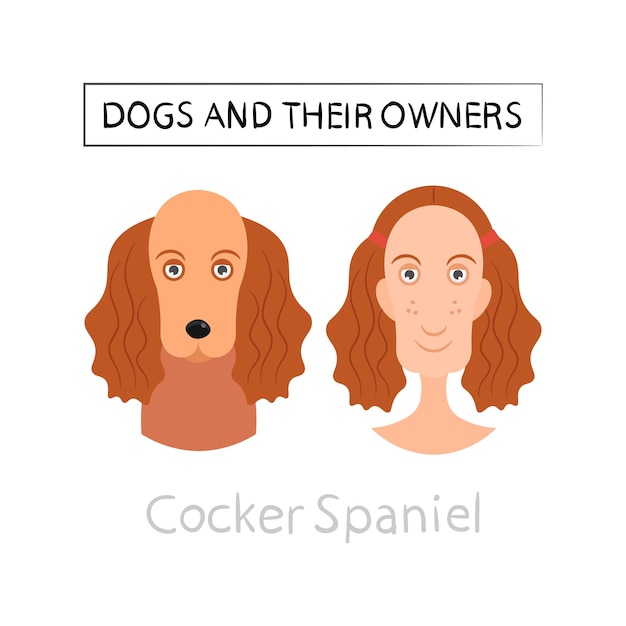 Honden en eigenaren lijken op elkaar Vector illustratiexDxACocker Spaniel