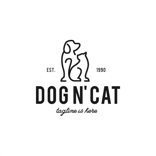 Honden- en kattenvoeders hipster retro vintage label pictogram logo