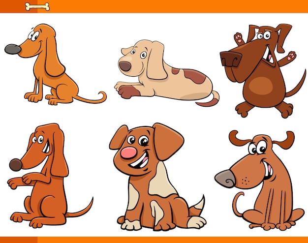 Honden of puppy's cartoon tekens instellen