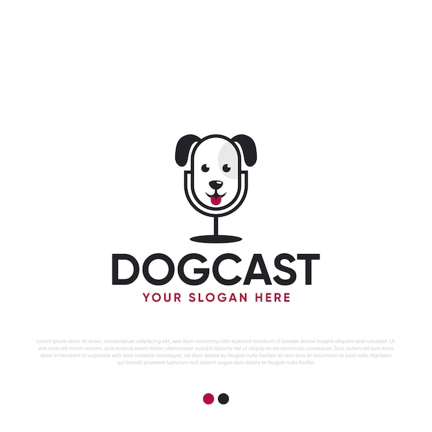 Honden podcast logo ontwerp premium vector