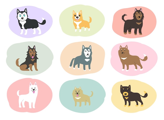 Honden schattige vector set