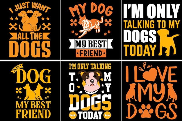 Vector honden tshirt ontwerp bundel ontwerp honden tshirt