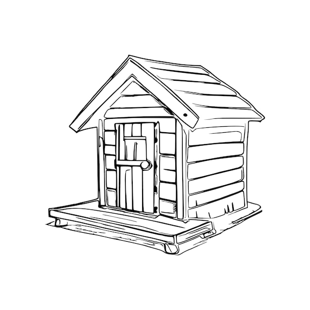 Hondenhok kleurboek Hondenhok kleurplaat zwart-wit tekening voor kleurplaten vector