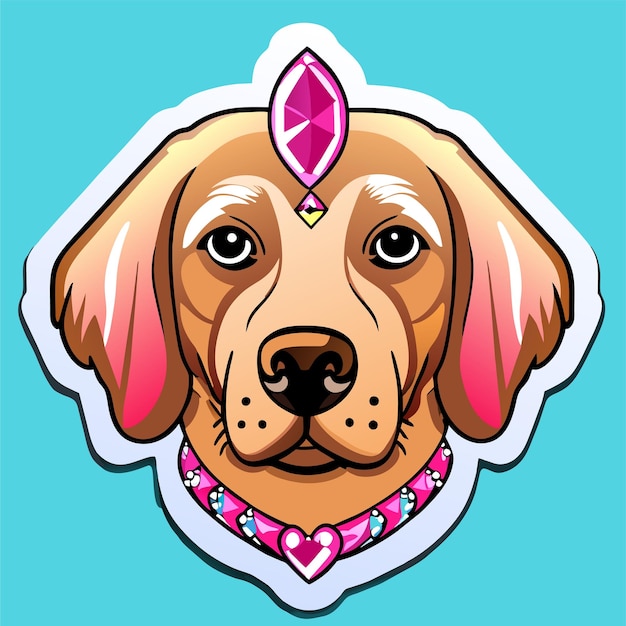 Hondenkoningin met kroon met de hand getekend plat stijlvolle cartoon sticker icoon concept geïsoleerde illustratie