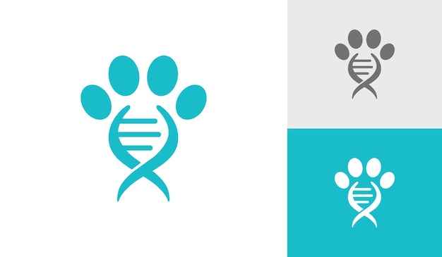 Hondenpoot met dna-molecuul logo-ontwerp