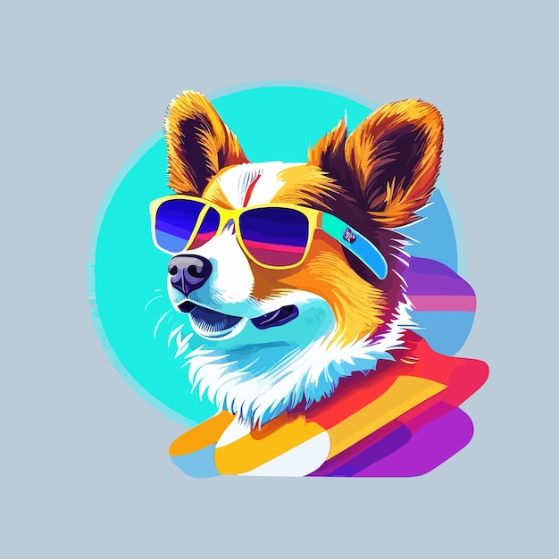 Hondenposter met de digitale art corgi-hond van design turnpike