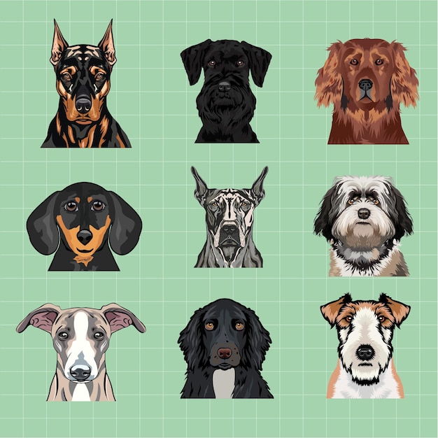 Vector hondenrassen sublimatie vector bundle hondenkop kunst set honden gezicht icon