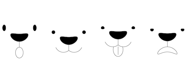 Hondensnuit met uithangende tong. hond tong likken mond en neus. huisdier emoties. gelukkig dier