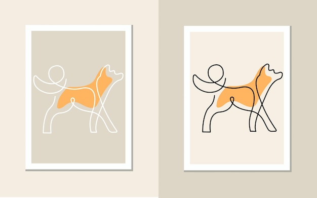 Hondentekening met doorlopende kunststijl met één regel