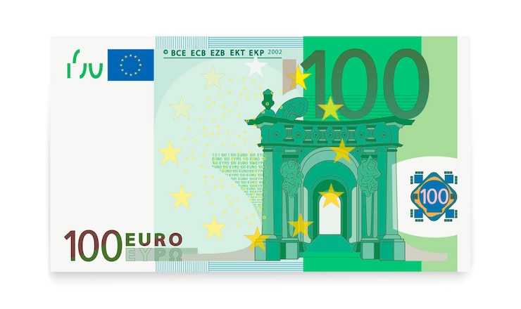 Vector honderd eurobankbiljetten op een witte achtergrond.