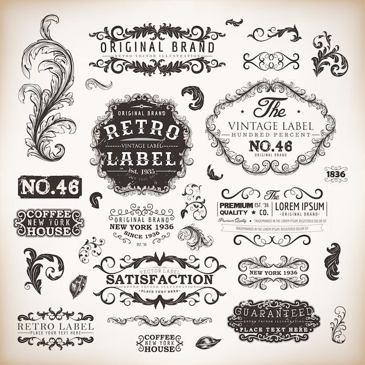 Vector honderd victoriaans vintage stempel pagina
