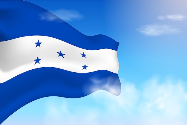 Honduras flag in the clouds. Vector flag waving in the sky. National day realistic flag illustration