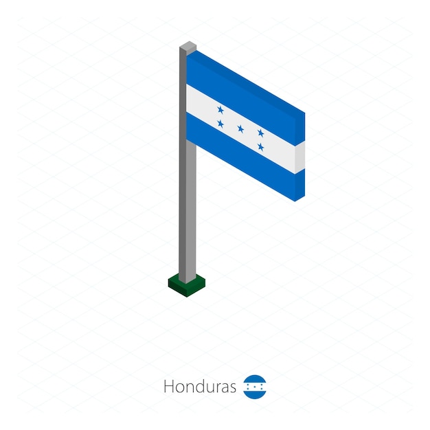 Honduras Flag on Flagpole in Isometric dimension Isometric blue background Vector illustration