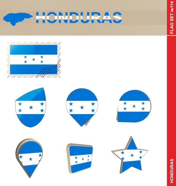 ホンジュラスの旗セット旗セット114ベクトル