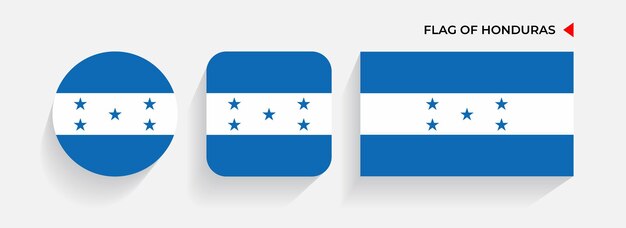 Honduras Flags arranged in round square and rectangular shapes