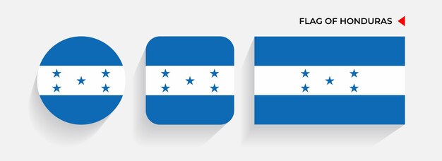 Honduras flags arranged in round square and rectangular shapes