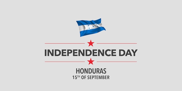 Felice giorno dell'indipendenza dell'honduras. elemento di design per le vacanze del 15 settembre con bandiera sventolante come simbolo di indipendenza