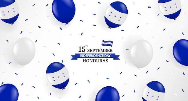 Sfondo del giorno dell'indipendenza dell'honduras con palloncini e coriandoli