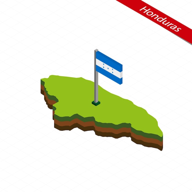 Honduras Isometric map and flag Vector Illustration