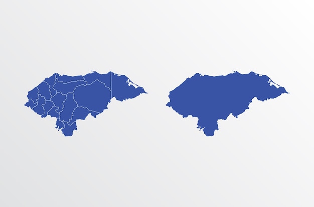 Векторная иллюстрация карты Гондураса синего цвета на белом фоне