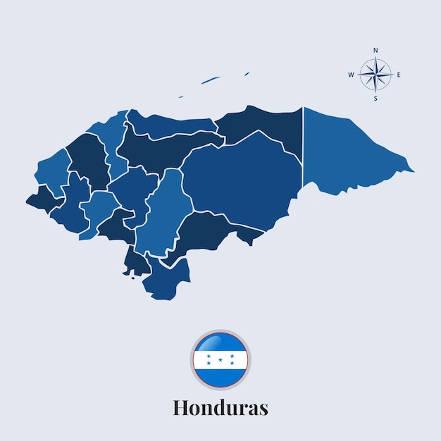 Honduras vector map and flag flag map of honduras vector