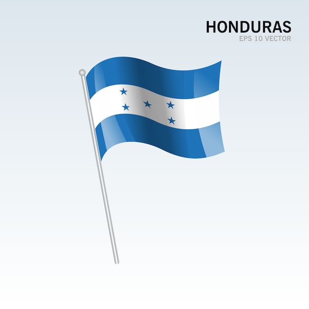 Honduras wuivende vlag geïsoleerd op een grijze achtergrond