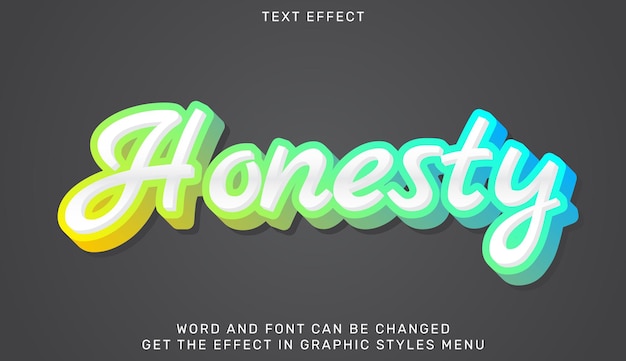 Honesty text effect template in 3d design