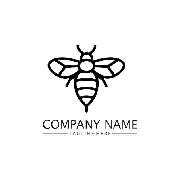 꿀과 꿀벌 아이콘 로고 벡터 동물 디자인 및 일러스트레이션