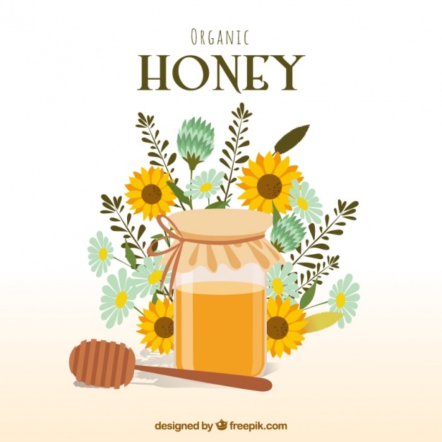 Honey background with flowers