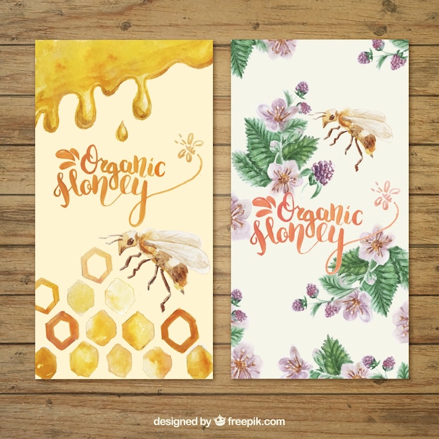 Vector honey banners, hand painted