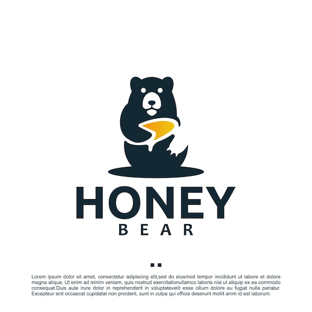 Honey bear, sweet , logo design template