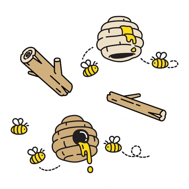 Honey bee cartoon beehive comb cartoon