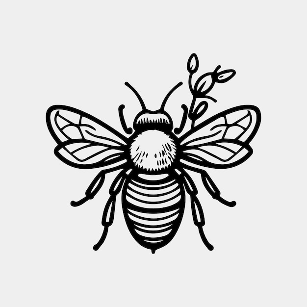 Honey bee Hand drawn vector vintage style illustrations