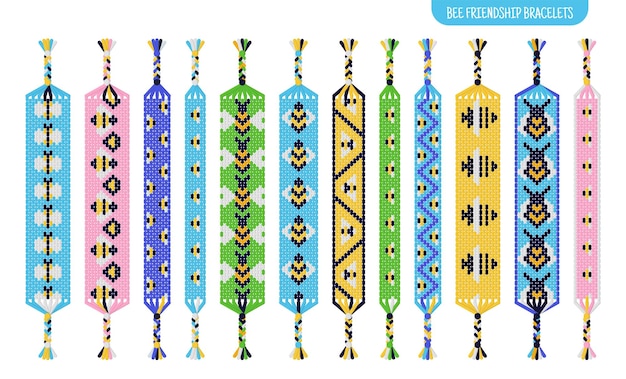 Honey bee handmade friendship bracelets set of threads or beads macrame normal pattern tutorial