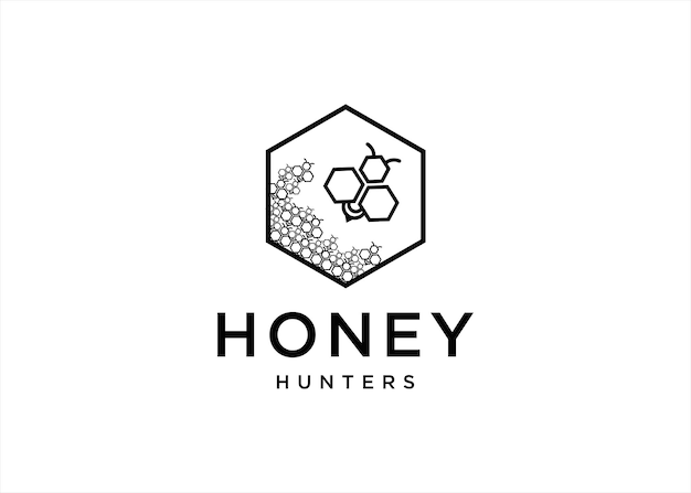 Honey bee hive logo design vector abstract concept