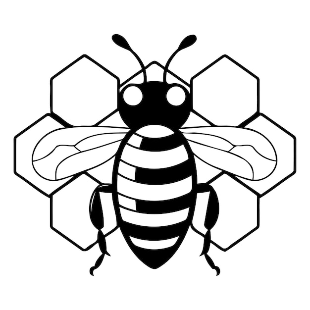Икона медоносной пчелы, изолированная на белом фоне Векторная мультфильмная иллюстрация